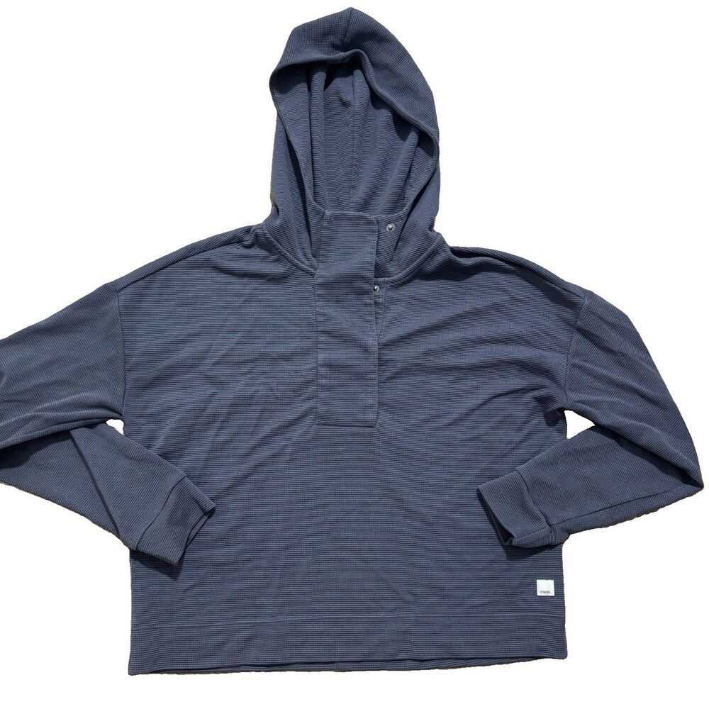 Vuori Bayview Thermal Hoodie Women’s Small Gray Waffle Knit Pullover READ